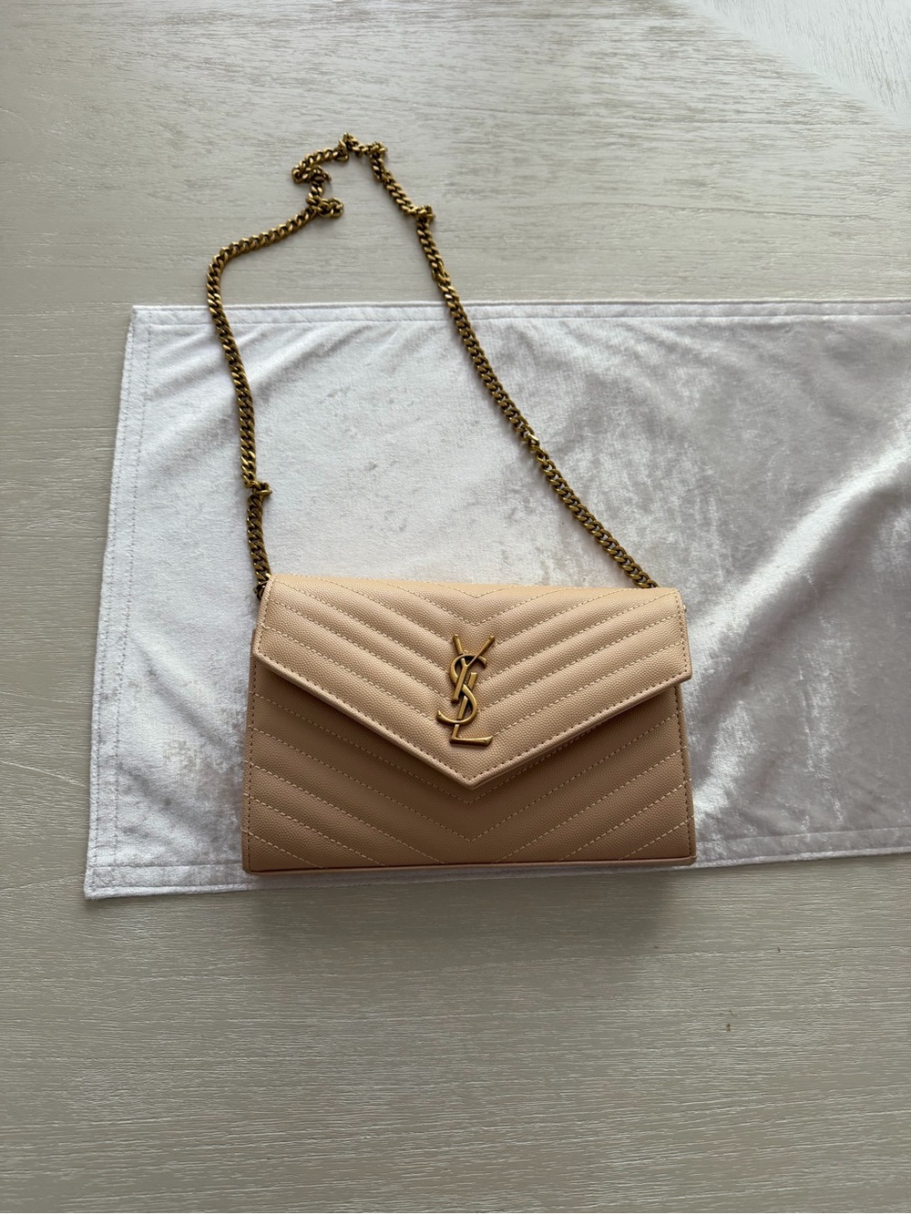 Beige leather evening bag clutch * New*